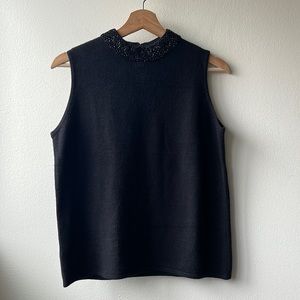 Designers Originals Sweater Tank With Beaded Mock Neck Size Small